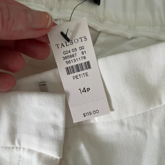 NWT Talbots Sz 14P Bristol Pant White Cotton Tencel Blend Chinos - Picture 5 of 7